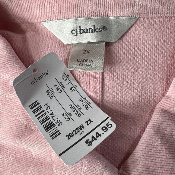 CJ Banks 2X-Large (20/22W) Corduroy Vest Jacket Button-Up Pockets Collared Pink - Picture 8 of 10